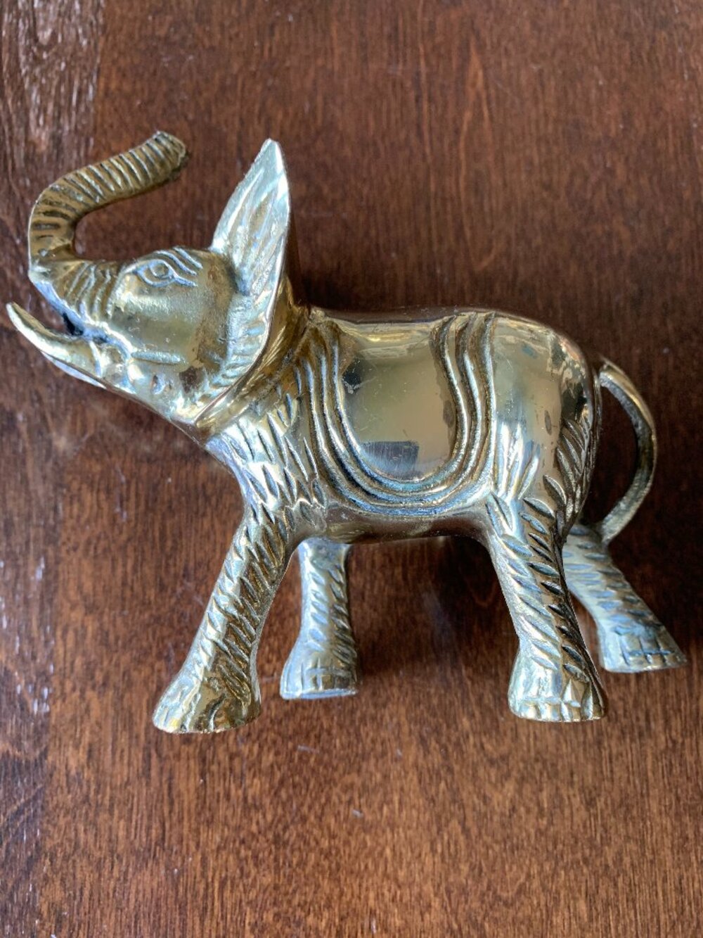 Vintage Solid Brass ELEPHANT Statue 4 1/2" High Trunk Up Heavy